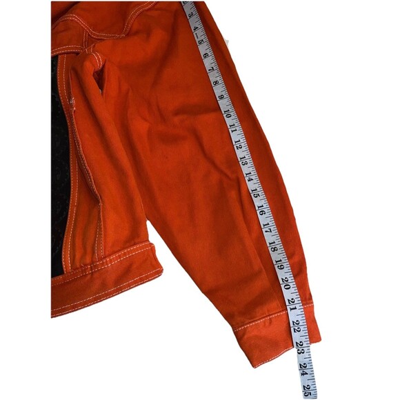 Vtg RUBBER SOUL Men’s  XXL Orange Cool Sexy Denim Trucker Jacket Coat USA Made - Picture 10 of 12